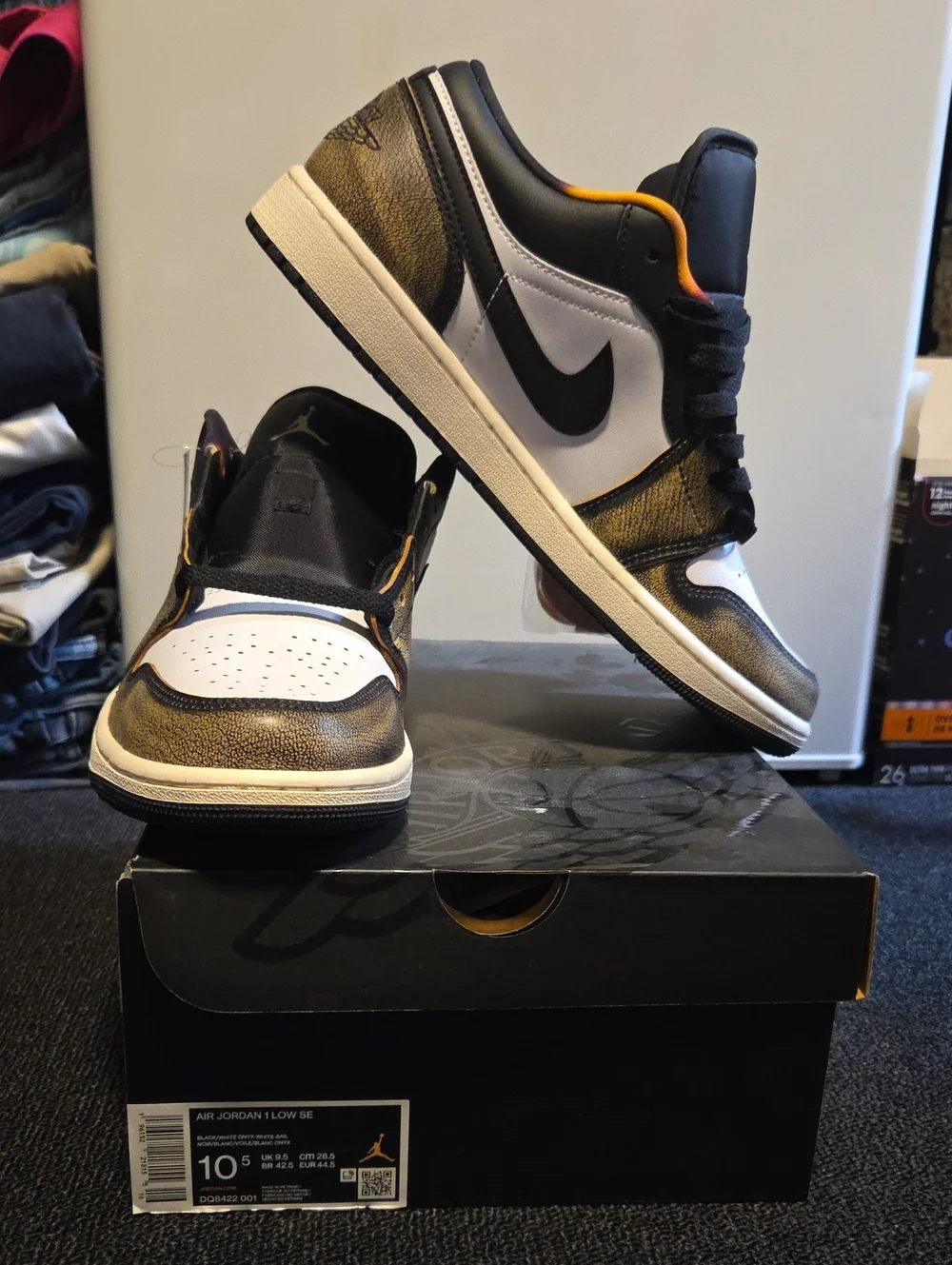 NIKE Jordan Low Top Sneakers - Black, White, Gold
